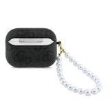 Guess PU 4G Classic Logo Pearl Strap Pouzdro pro AirPods Pro 3 Black