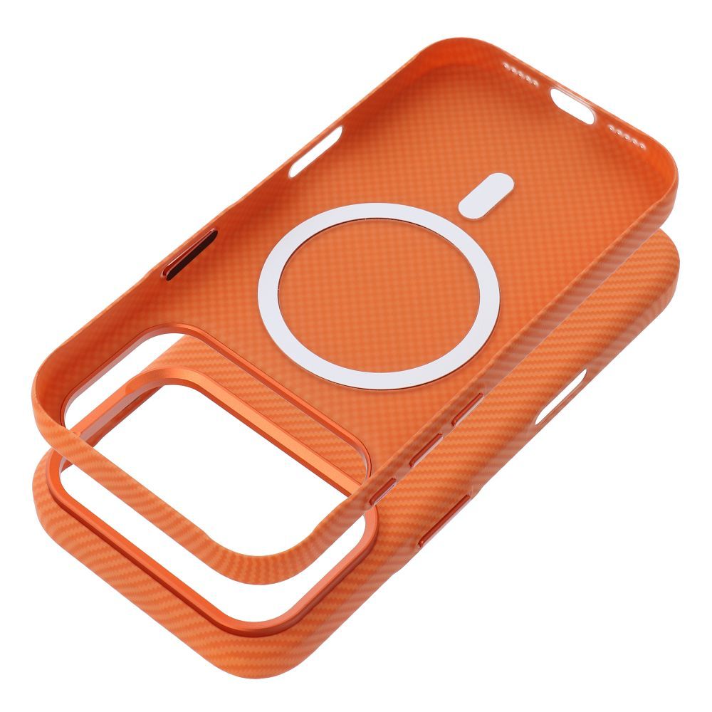 Pouzdro Case KEVLAR compatible with MagSafe pro Apple iPhone 17 Pro Max, oranžová