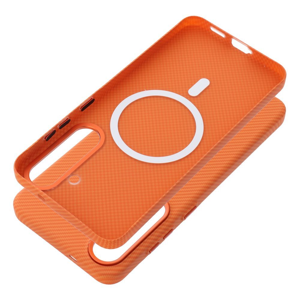Pouzdro Case KEVLAR compatible with MagSafe pro Apple iPhone 16 Pro Max, oranžová