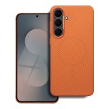 Pouzdro Case KEVLAR compatible with MagSafe pro Samsung Galaxy S25 FE, oranžová
