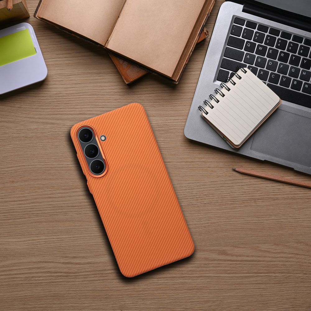 Pouzdro Case KEVLAR compatible with MagSafe pro Samsung Galaxy A07, oranžová