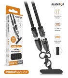 Datový kabel ALIGATOR Machrkabel 3A 60W, USB-C/USB-C, černý