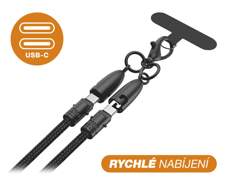 Datový kabel ALIGATOR Machrkabel 3A 60W, USB-C/USB-C, černý