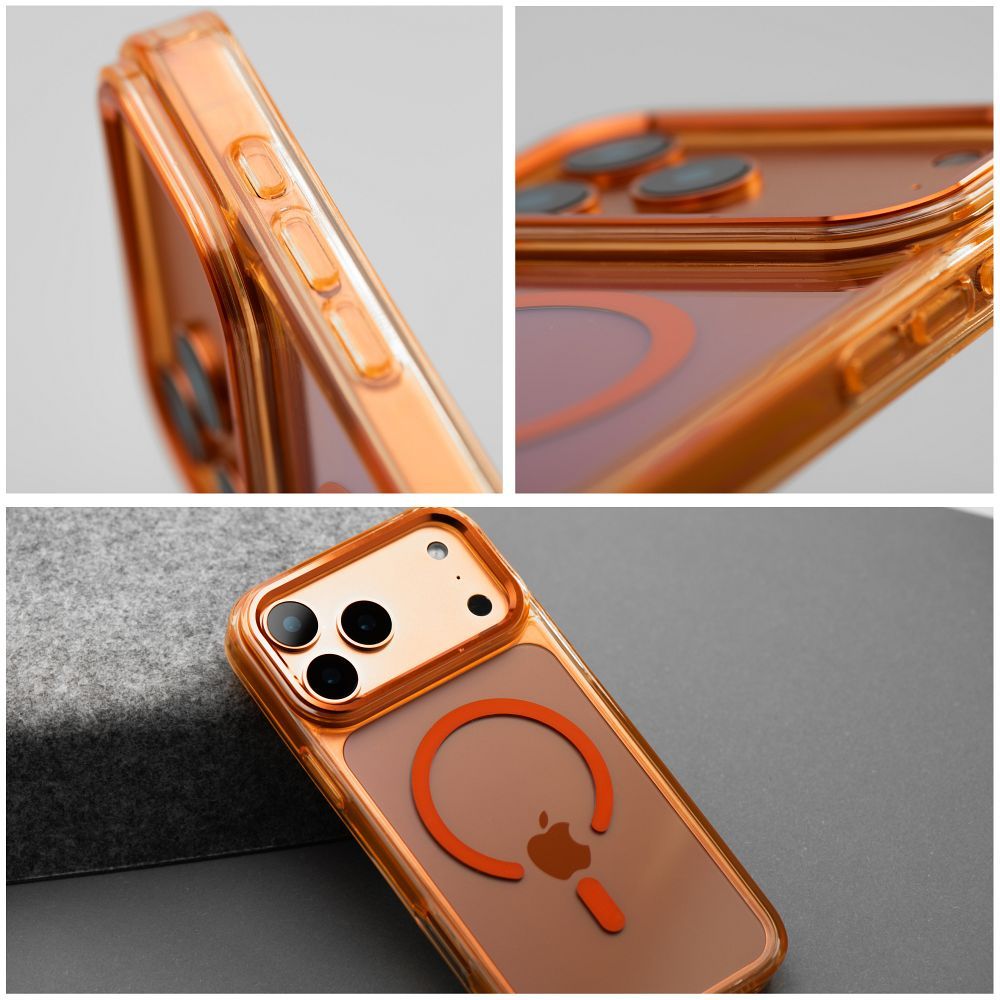 Case FRAME CLEAR HYBRID MAG COVER compatible with MagSafe for IPHONE 17 Pro Max hermes orange