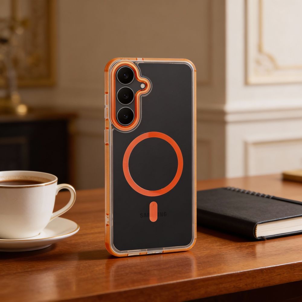 Case FRAME CLEAR HYBRID MAG COVER compatible with MagSafe for SAMSUNG S26 Ultra hermes orange