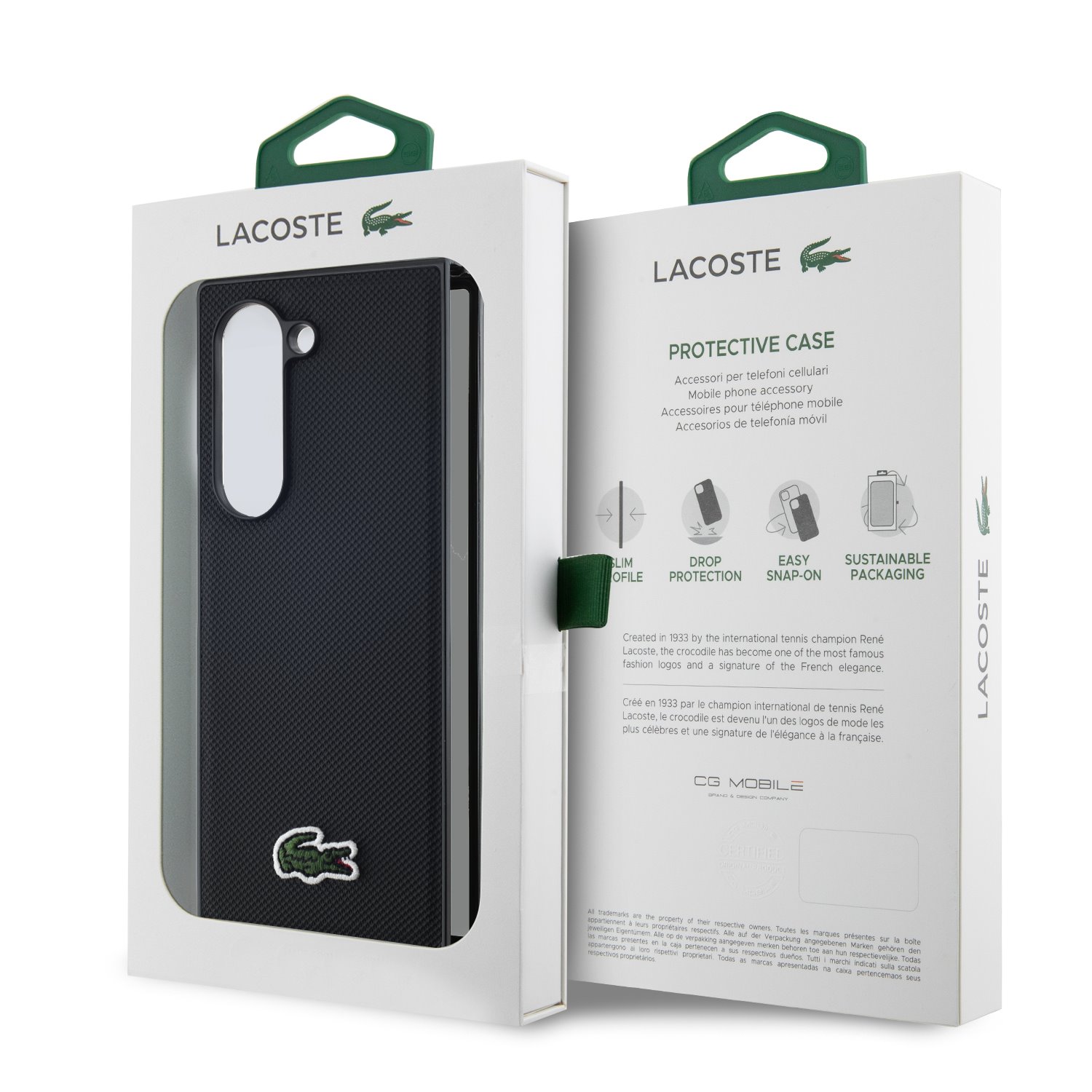 Lacoste Iconic Petit Pique Woven Logo MagSafe Zadní Kryt pro Samsung Galaxy Z Fold 6 Black