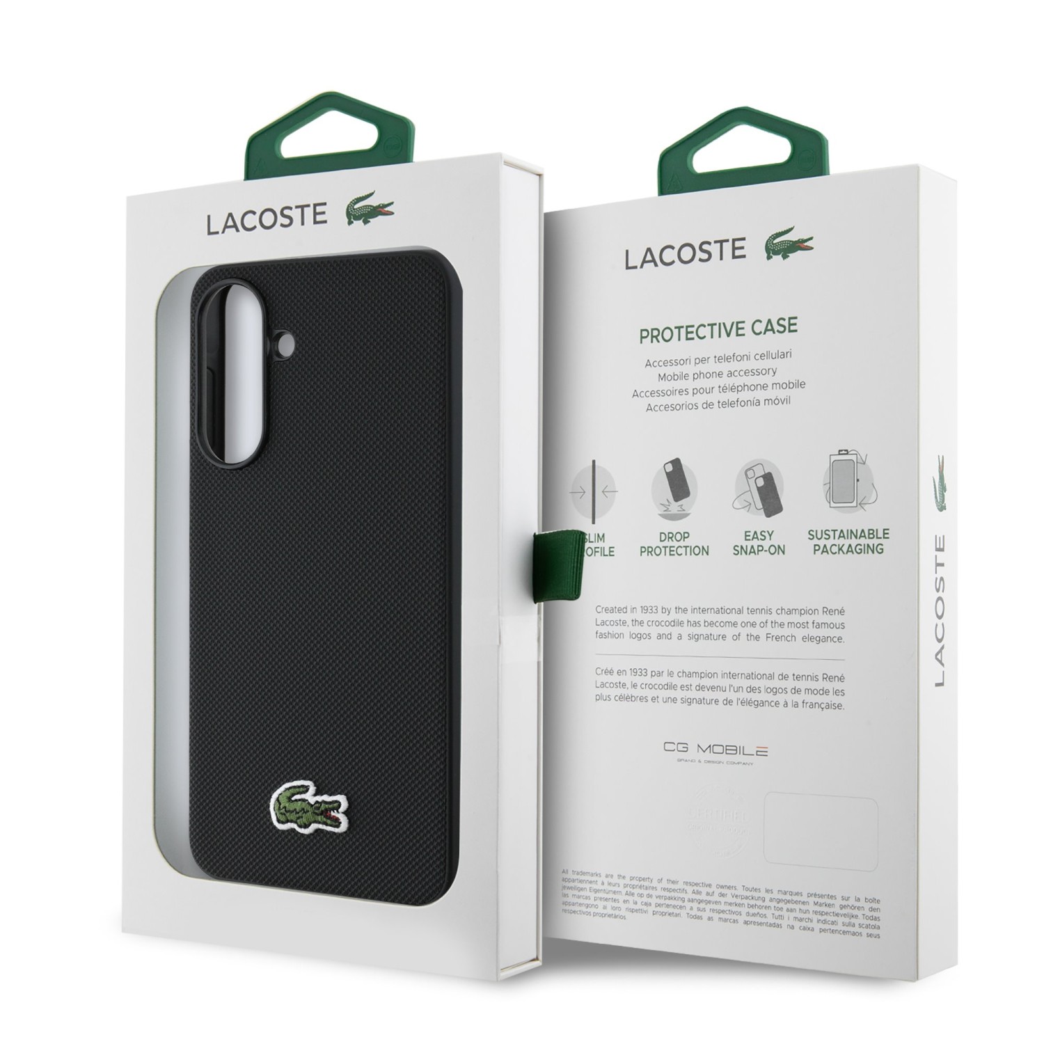 Lacoste Iconic Petit Pique Woven Logo MagSafe Zadní Kryt pro Samsung Galaxy A56 Black