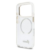 Guess IML Glitter Script Strap MagSafe Zadní Kryt pro iPhone 17 Pro Transparent