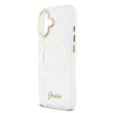 Guess IML Glitter Script Strap MagSafe Zadní Kryt pro iPhone 17 Transparent