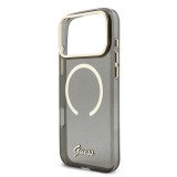 Guess IML Glitter Script Strap MagSafe Zadní Kryt pro iPhone 17 Pro Max Black