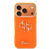 Guess IML 4G Script Metal Logo Zadní Kryt pro iPhone 17 Pro Orange