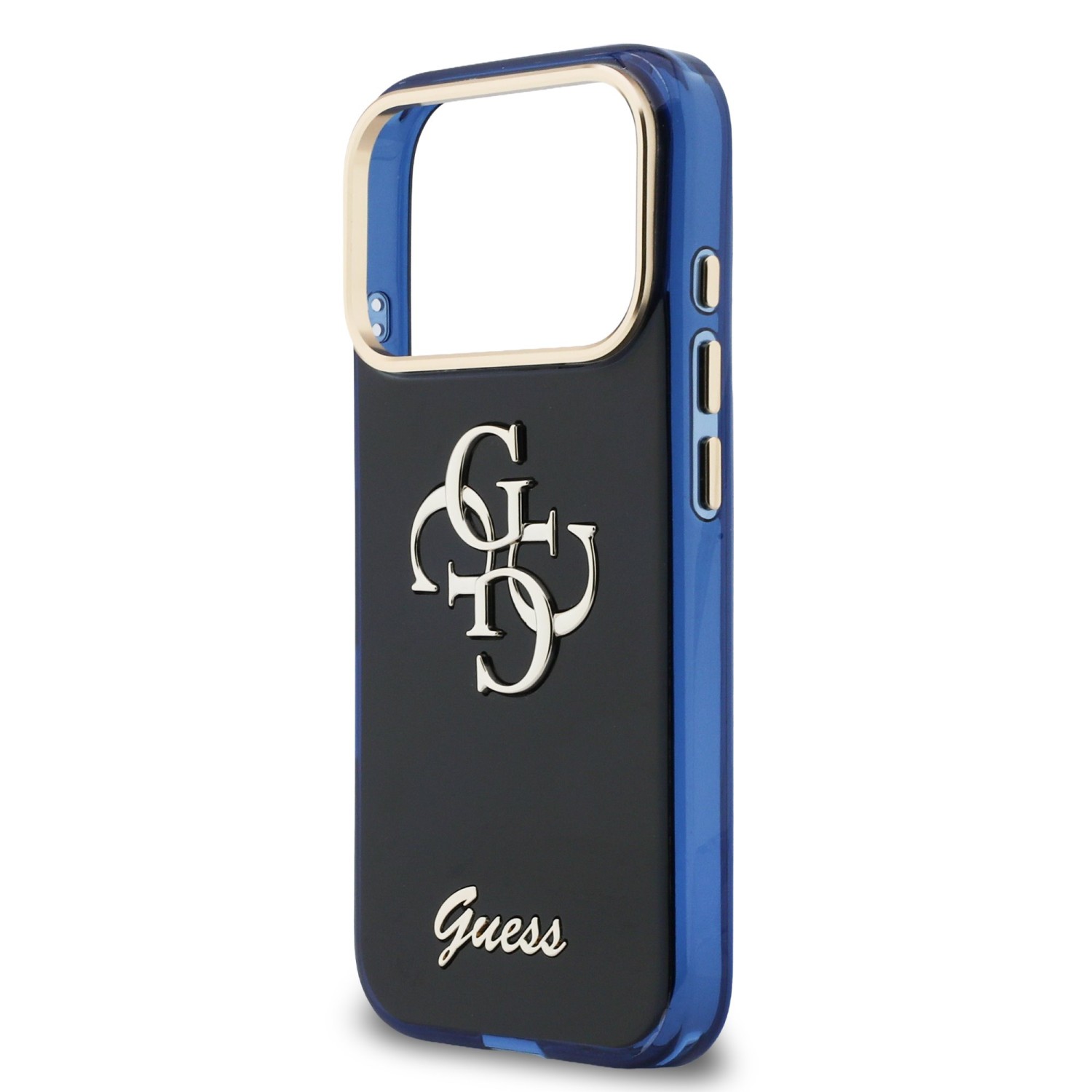 Guess IML 4G Script Metal Logo Zadní Kryt pro iPhone 17 Pro Blue
