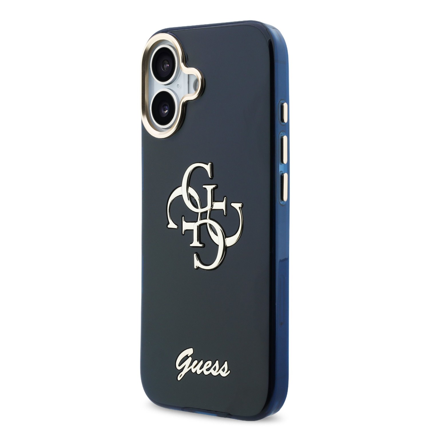 Guess IML 4G Script Metal Logo Zadní Kryt pro iPhone 17 Blue
