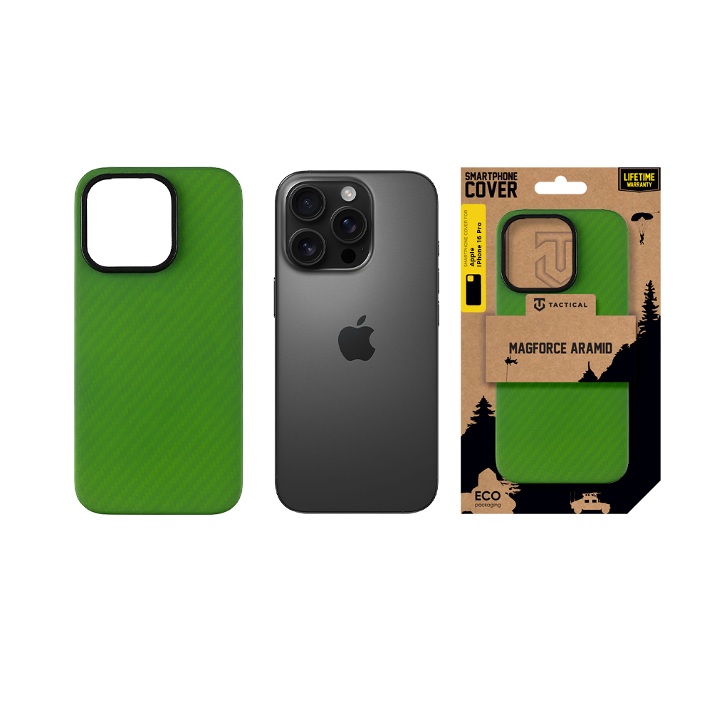 Tactical MagForce Aramid Kryt pro Apple iPhone 16 Pro Green Toad