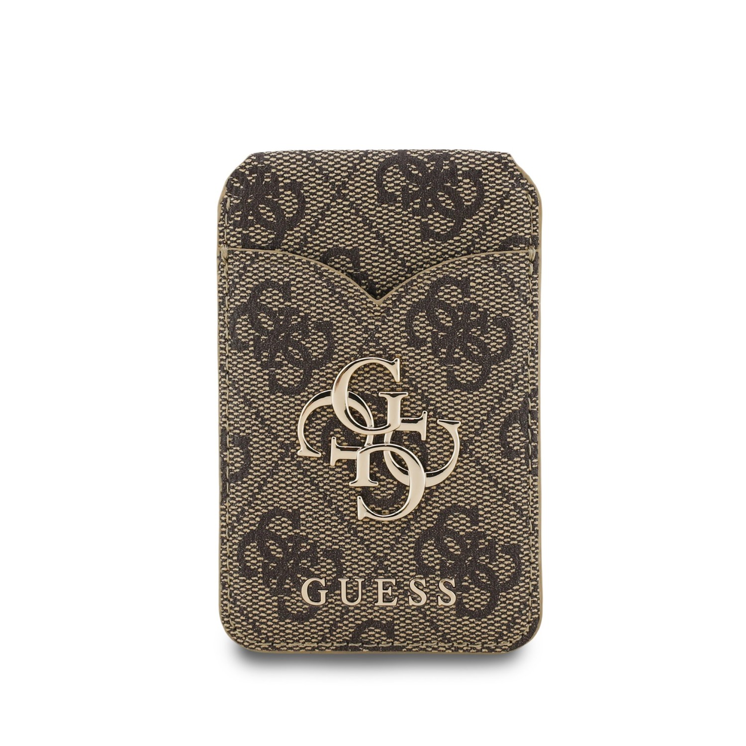 Guess PU 4G Mirror MagSafe Cardslot Peněženka se Stojanem Brown