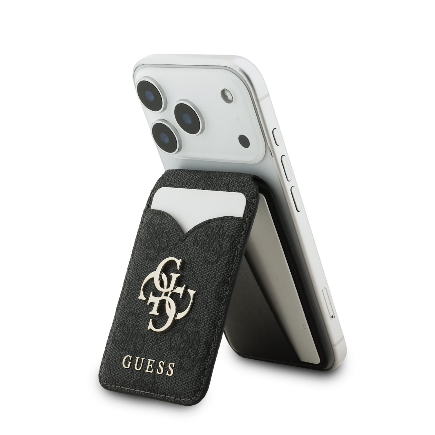 Guess PU 4G Mirror MagSafe Cardslot Peněženka se Stojanem Black