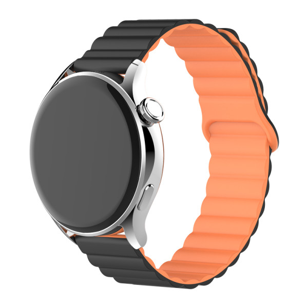 Řemínek silikonový magnetický, ALIGATOR 22mm, černo-oranžový