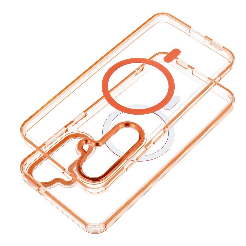 Case FRAME CLEAR HYBRID MAG COVER compatible with MagSafe for SAMSUNG S25 FE hermes orange