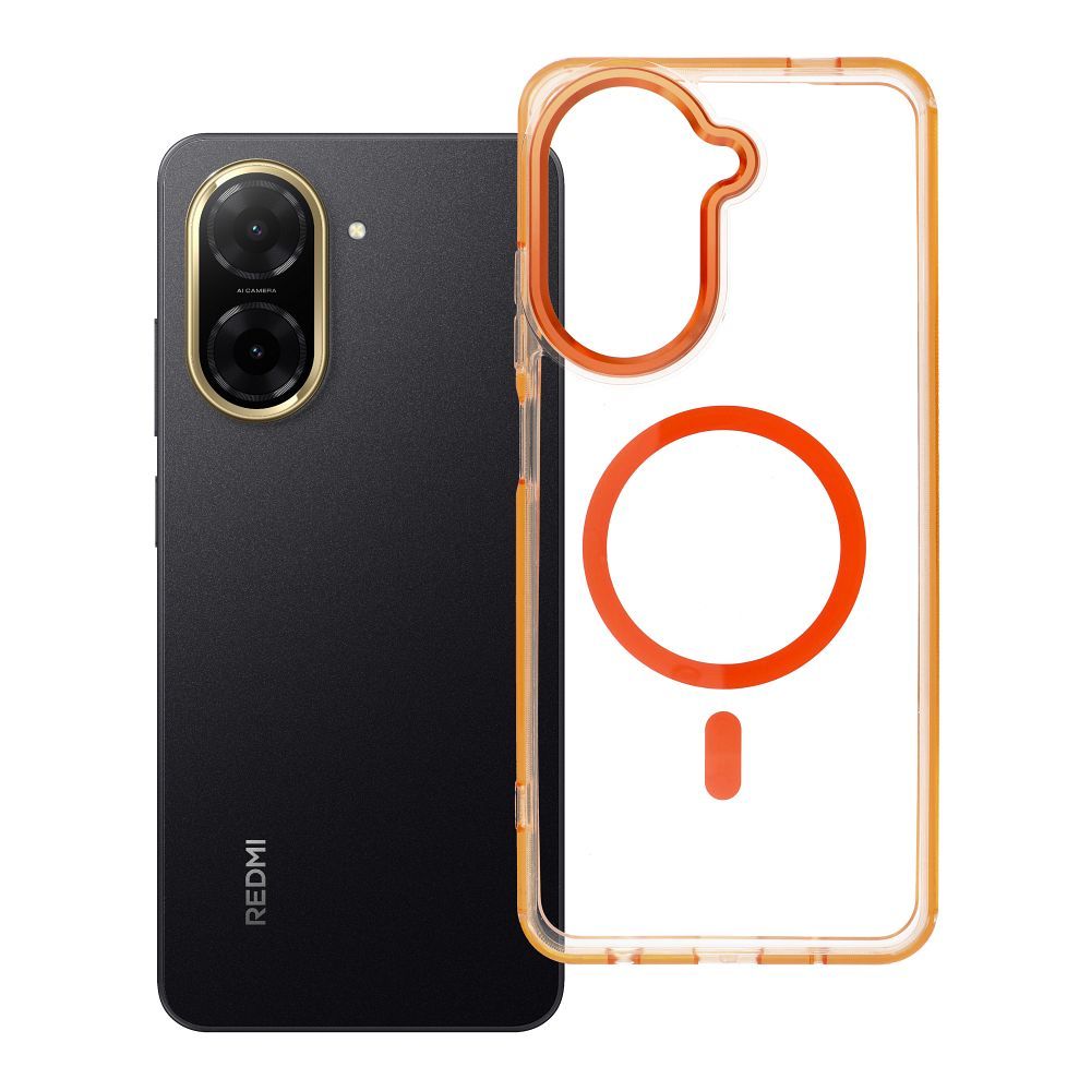 Case FRAME CLEAR HYBRID MAG COVER compatible with MagSafe for XIAOMI Redmi A5 hermes orange