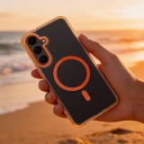 Case FRAME CLEAR HYBRID MAG COVER compatible with MagSafe for SAMSUNG A16 hermes orange