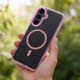 Case FRAME CLEAR HYBRID MAG COVER compatible with MagSafe for SAMSUNG S26 powder pink