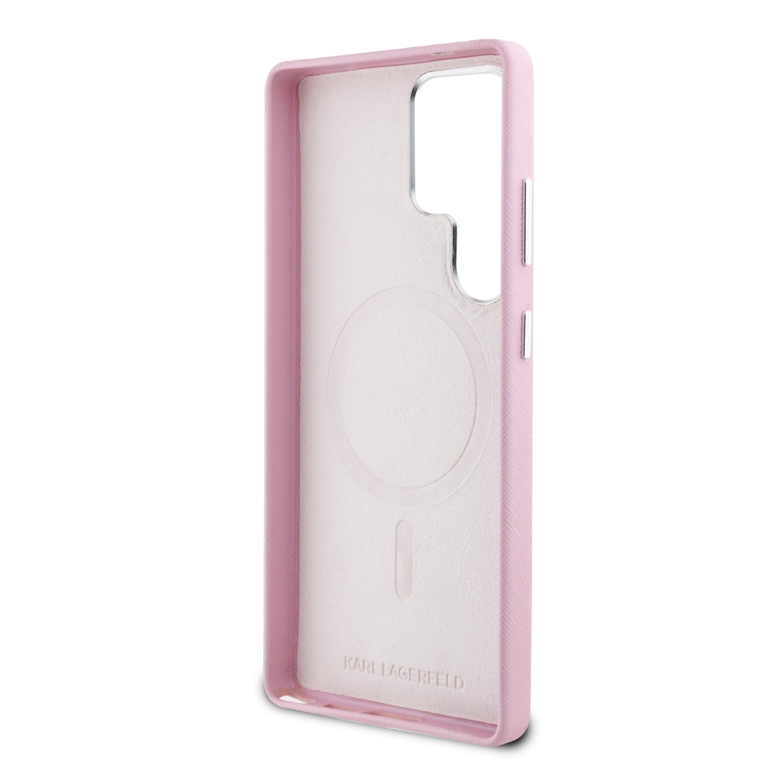 Karl Lagerfeld PU Saffiano Metal Logo and Frame Zadní Kryt pro Samsung Galaxy S25 Ultra Pink