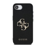 Guess PU Grained 4G Metal Logo Zadní Kryt pro iPhone 16e Black