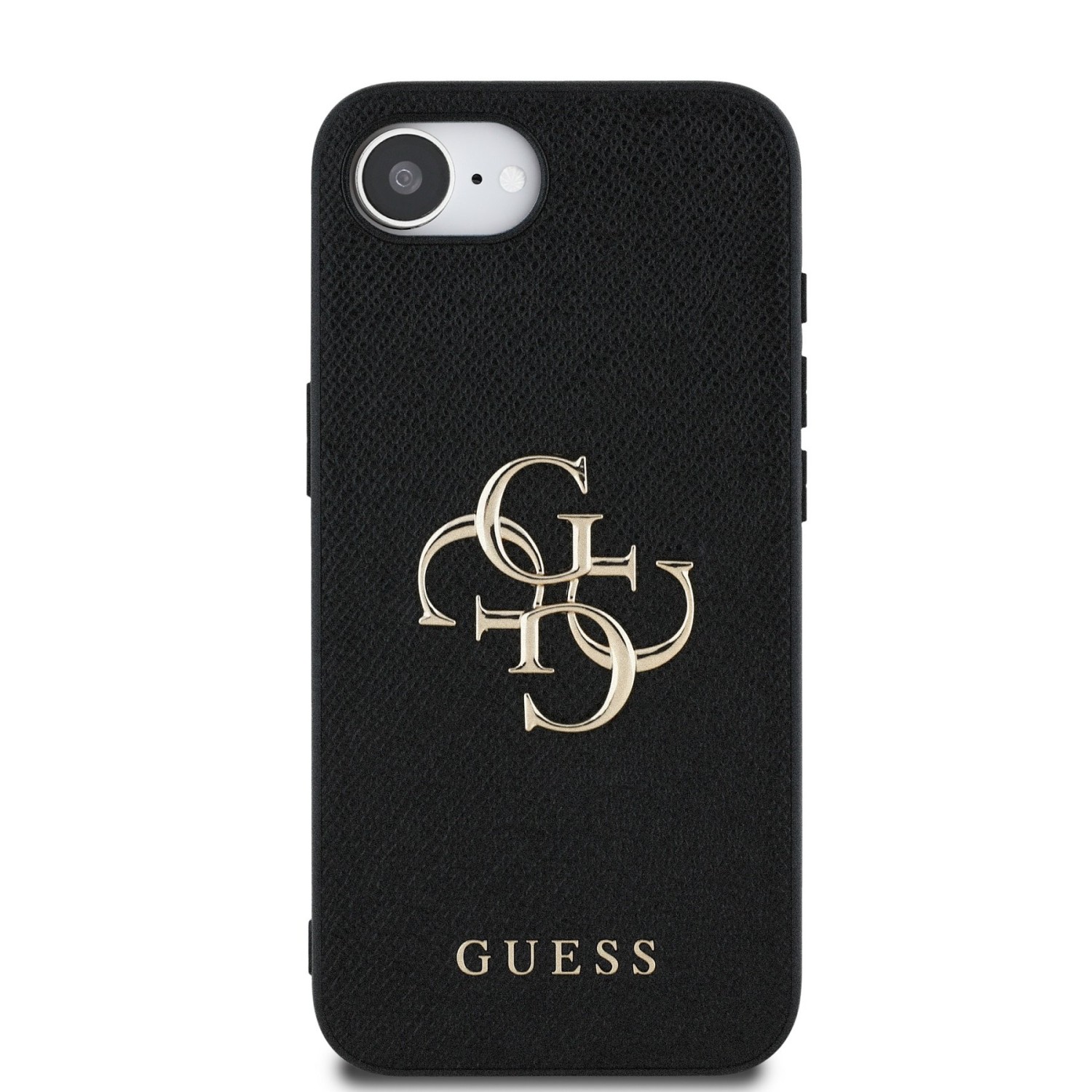 Guess PU Grained 4G Metal Logo Zadní Kryt pro iPhone 16e Black