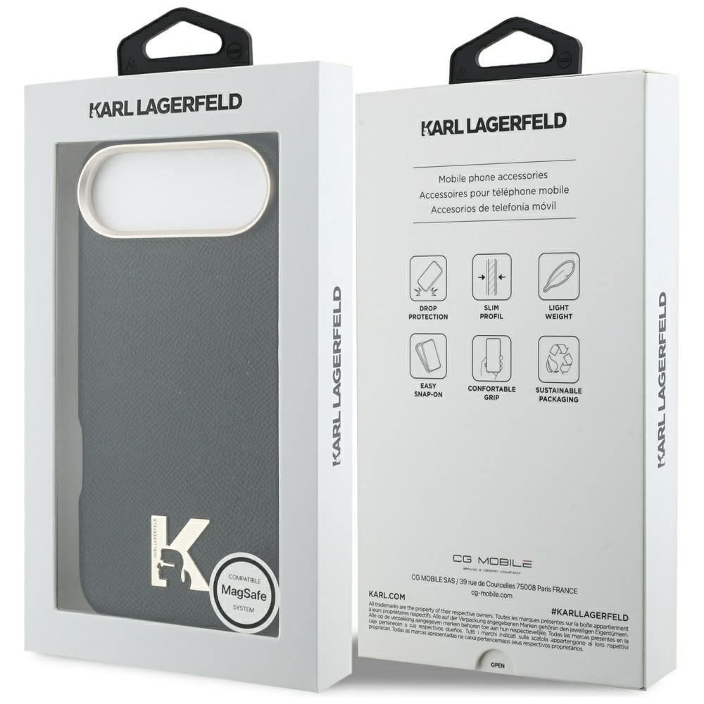 KARL LAGERFELD case for IPHONE 17 Air compatible with MagSafe KLHMP17M5PGFKHGK (PU FW W/ KHead Logo) black