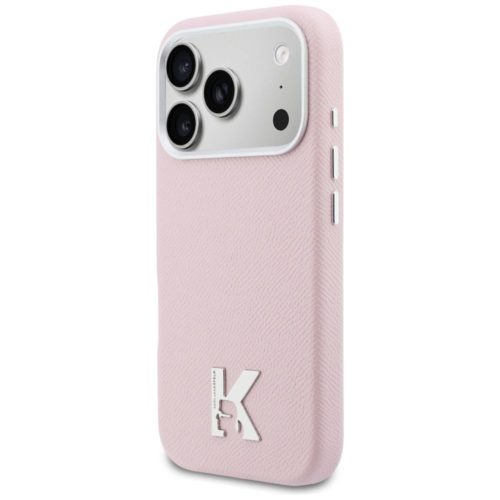 KARL LAGERFELD case for IPHONE 17 Pro Max compatible with MagSafe KLHMP17X5PGFKHGP (PU FW W/ KHead Logo) pink