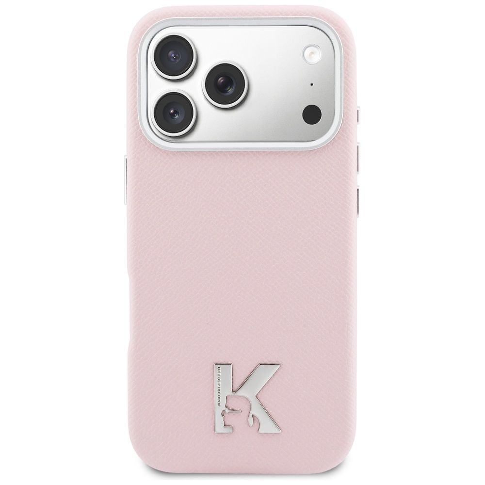 KARL LAGERFELD case for IPHONE 17 Pro Max compatible with MagSafe KLHMP17X5PGFKHGP (PU FW W/ KHead Logo) pink