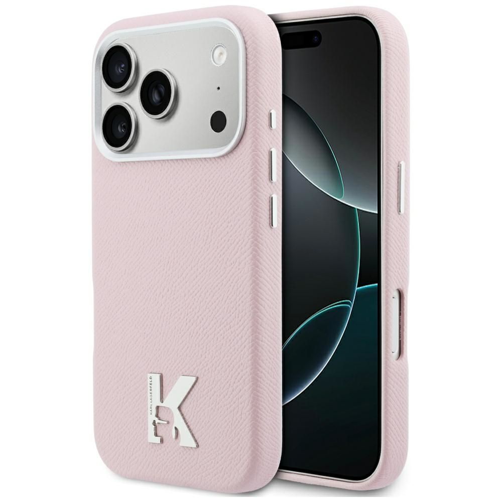 KARL LAGERFELD case for IPHONE 17 Pro compatible with MagSafe KLHMP17L5PGFKHGP (PU FW W/ KHead Logo) pink