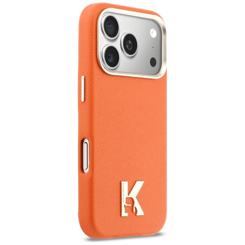 KARL LAGERFELD case for IPHONE 17 Pro Max compatible with MagSafe KLHMP17X5PGFKHGO (PU FW W/ KHead Logo) orange