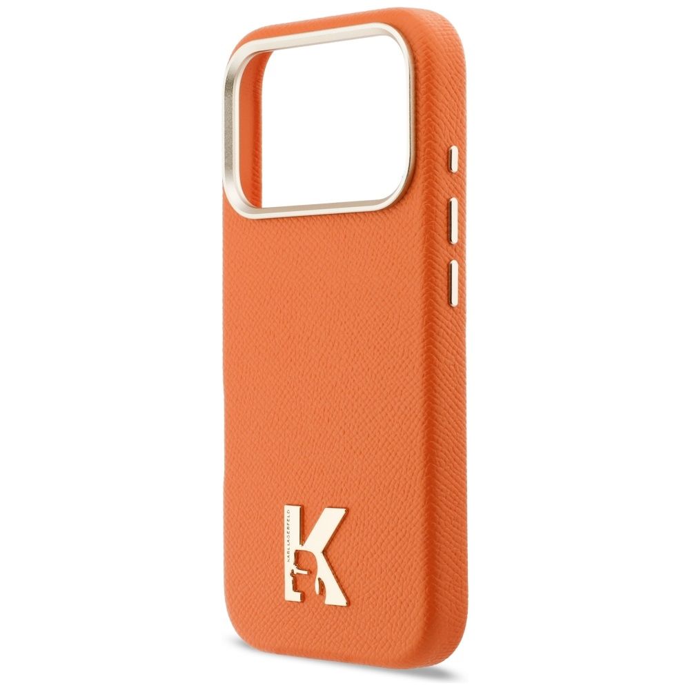 KARL LAGERFELD case for IPHONE 17 Pro Max compatible with MagSafe KLHMP17X5PGFKHGO (PU FW W/ KHead Logo) orange