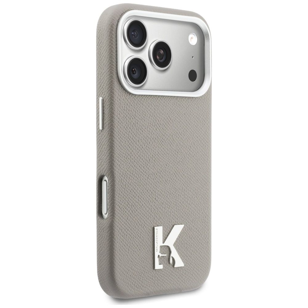KARL LAGERFELD case for IPHONE 17 Pro Max compatible with MagSafe KLHMP17X5PGFKHGG (PU FW W/ KHead Logo) gray