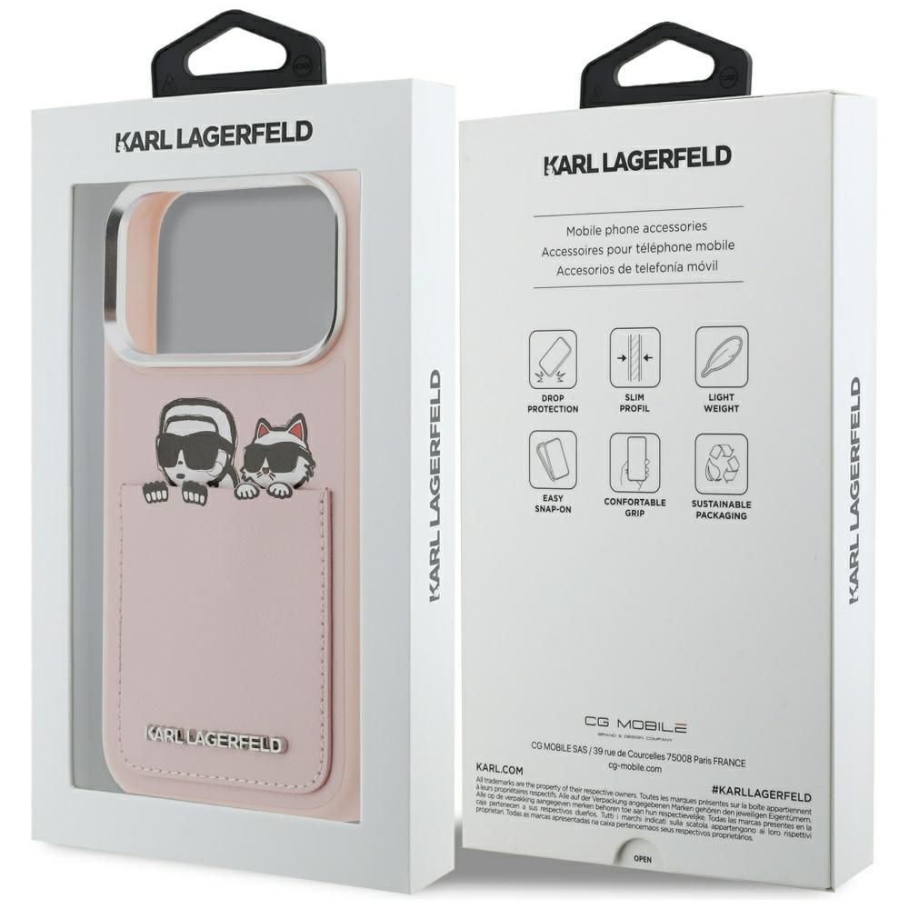 KARL LAGERFELD case for IPHONE 17 Pro KLHCP17L6PCSPKCP (PU W/ K&C Print & Pocket) pink