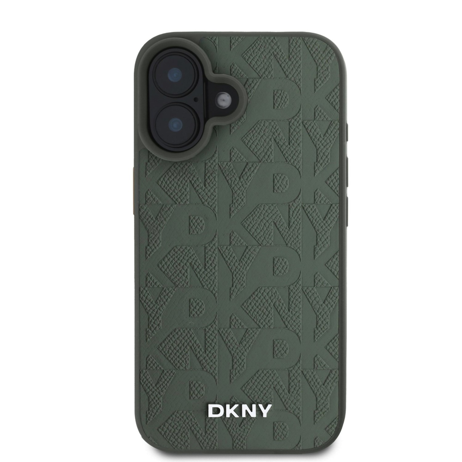 DKNY PU Leather Grid Pattern Magsafe Zadní Kryt pro iPhone 16 Green