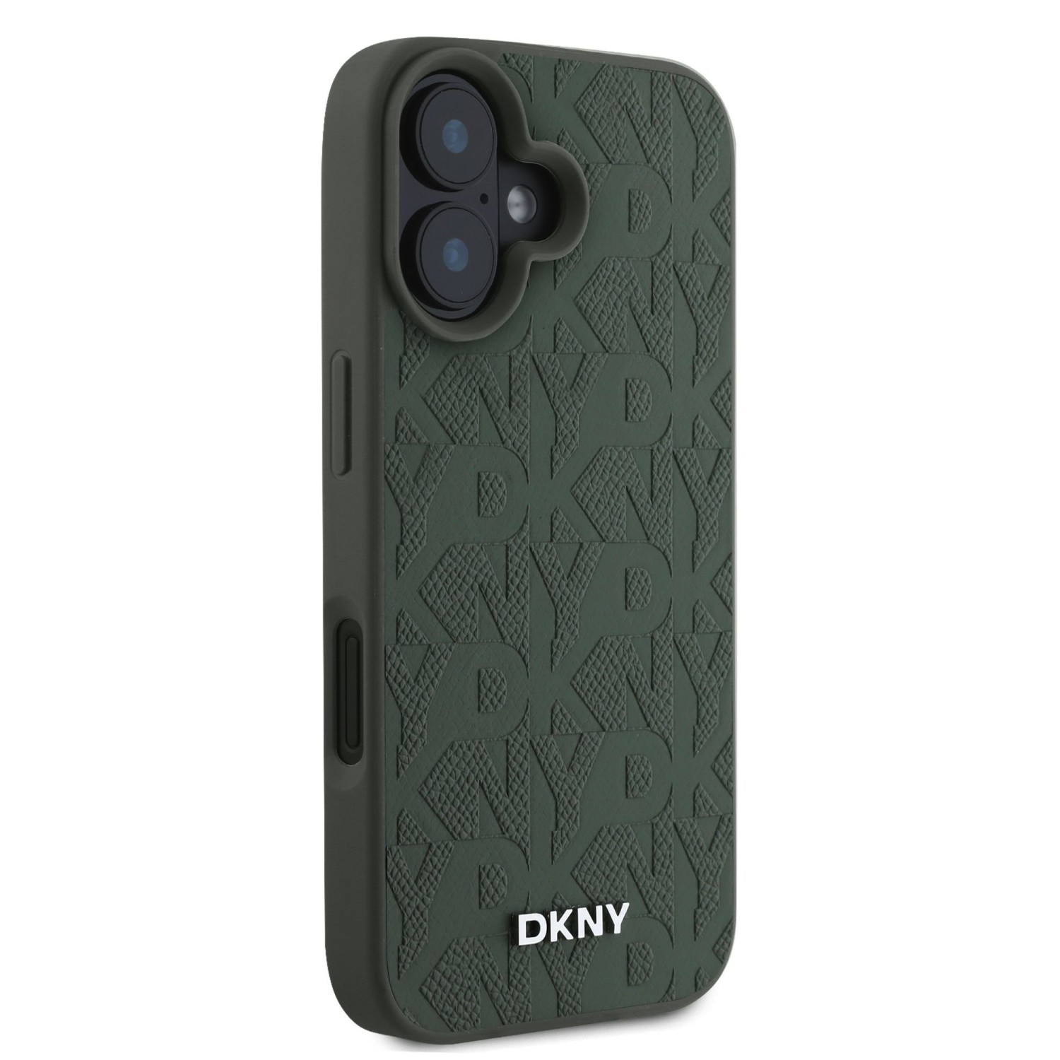 DKNY PU Leather Grid Pattern Magsafe Zadní Kryt pro iPhone 16 Green