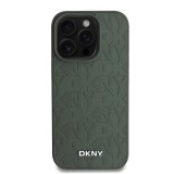 DKNY PU Leather Grid Pattern Magsafe Zadní Kryt pro iPhone 16 Pro Max Green