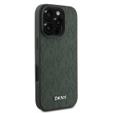 DKNY PU Leather Grid Pattern Magsafe Zadní Kryt pro iPhone 16 Pro Green