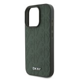 DKNY PU Leather Grid Pattern Magsafe Zadní Kryt pro iPhone 16 Pro Green