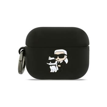 Silikové pouzdro Karl Lagerfeld 3D Logo NFT Karl and Choupette pro AirPods Pro 3, černá