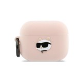 Silikonové pouzdro Karl Lagerfeld 3D Logo NFT Choupette Head pro AirPods Pro 3, růžová