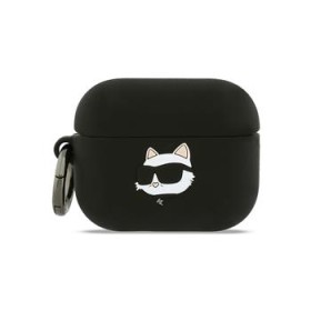 Silikonové pouzdro Karl Lagerfeld 3D Logo NFT Choupette Head pro AirPods 4, černá