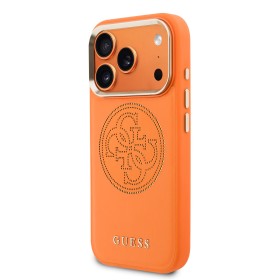 Zadní kryt Guess PU Perforated 4G pro iPhone 17 Pro, oranžová