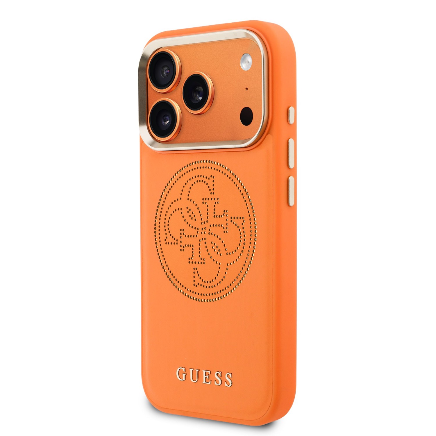 Guess PU Perforated 4G Zadní Kryt pro iPhone 17 Pro Orange