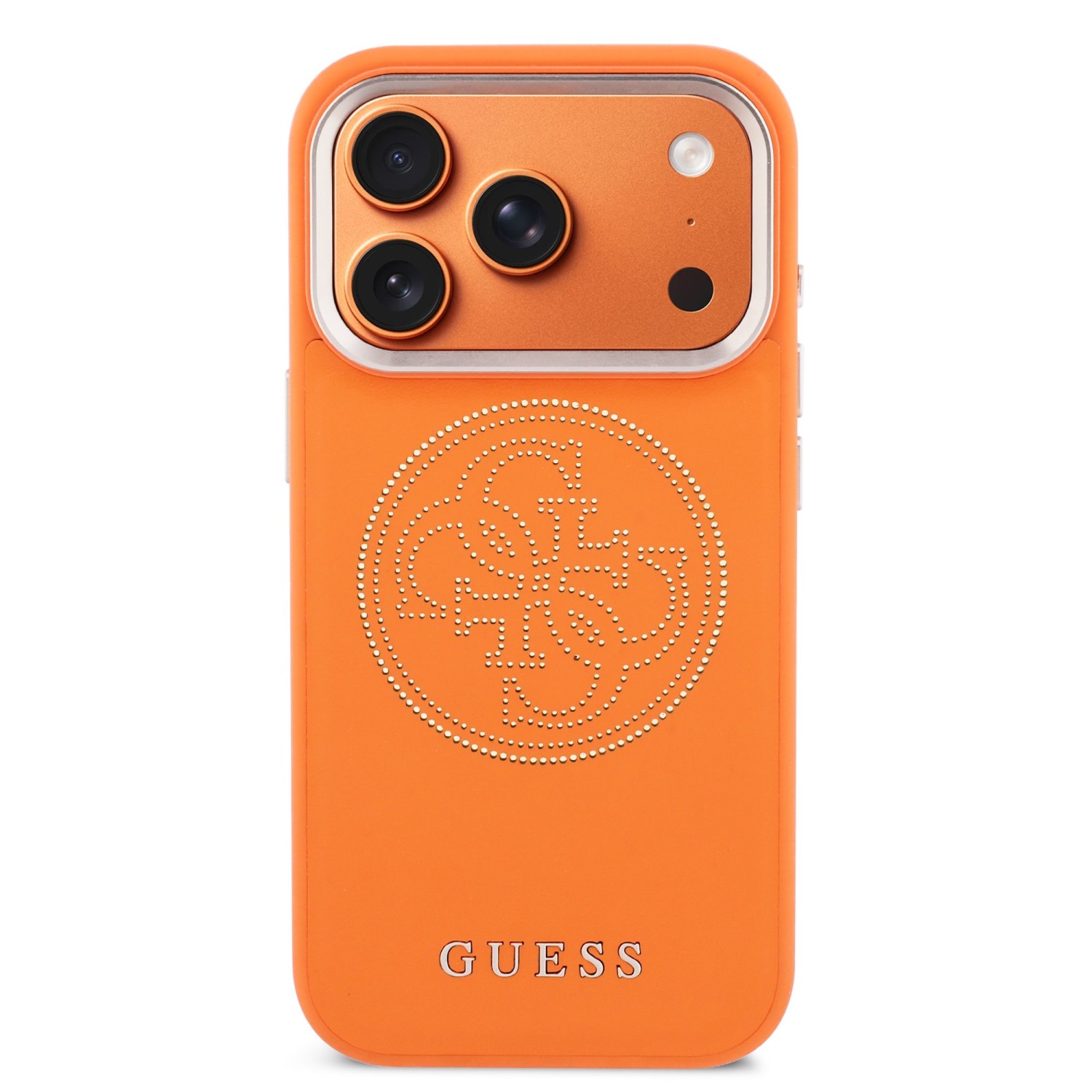 Guess PU Perforated 4G Zadní Kryt pro iPhone 17 Pro Orange