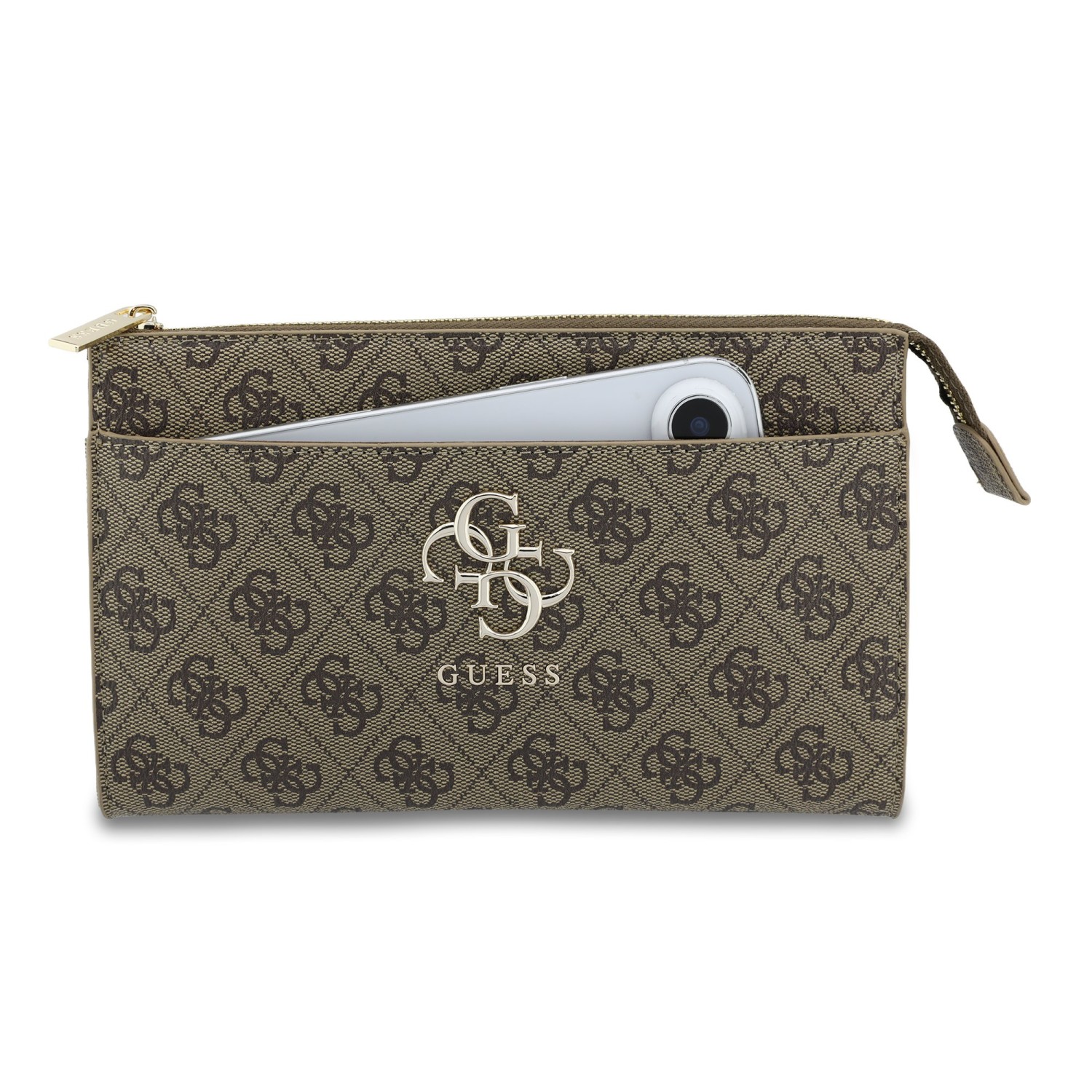 Guess PU 4G Metal Logo Taška na Telefon Brown