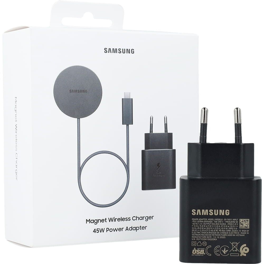 Samsung Magnetická Bezdrátová Rychlonabíječka 25W EP-P2900TBE Dark Grey + Adaptér 45w