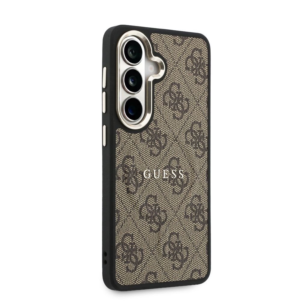 Guess PU Leather 4G Gold Frame Magnetic Zadní Kryt pro Samsung Galaxy S26 Brown